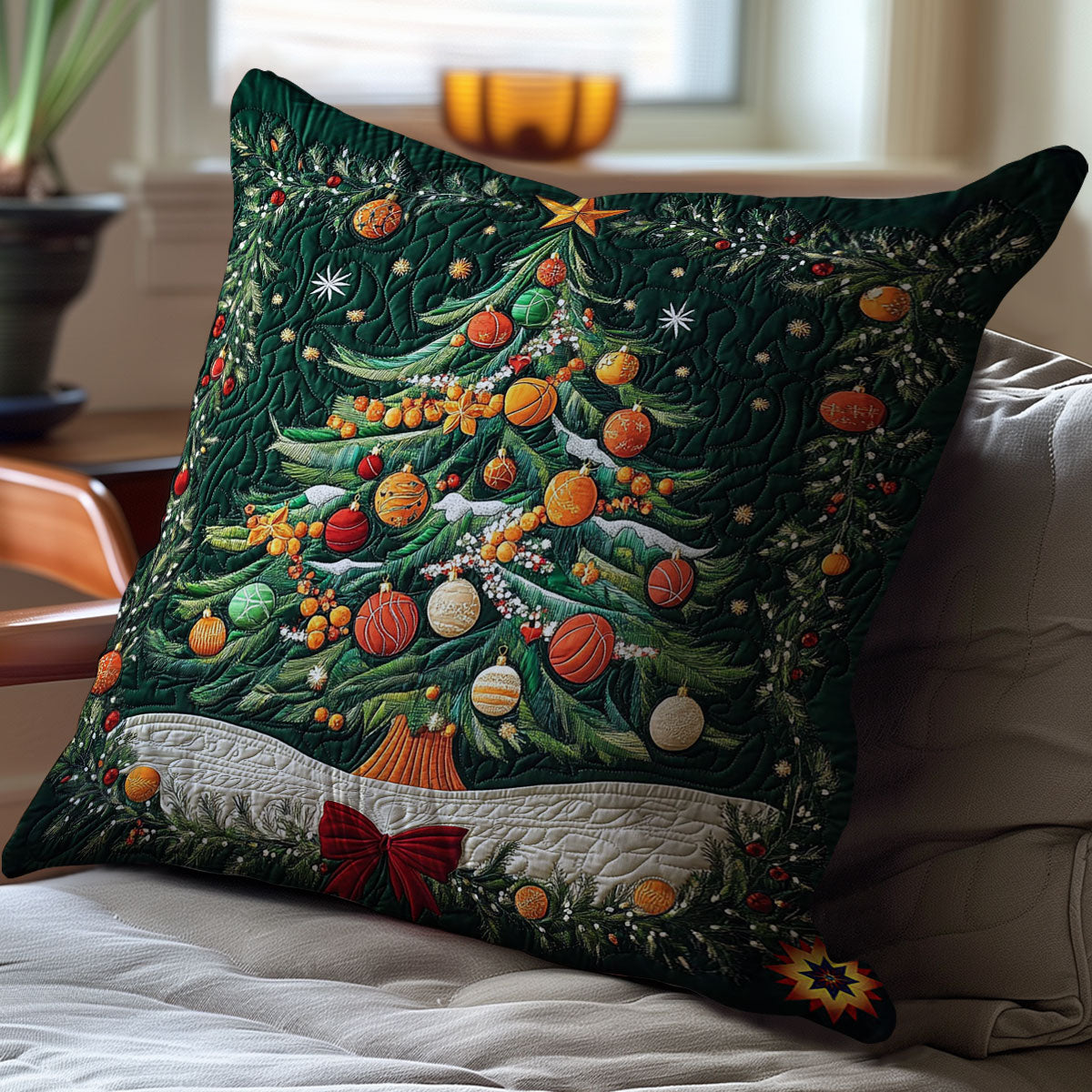 Basketball Christmas Tree WY1012002CL Quilt Pillow Case