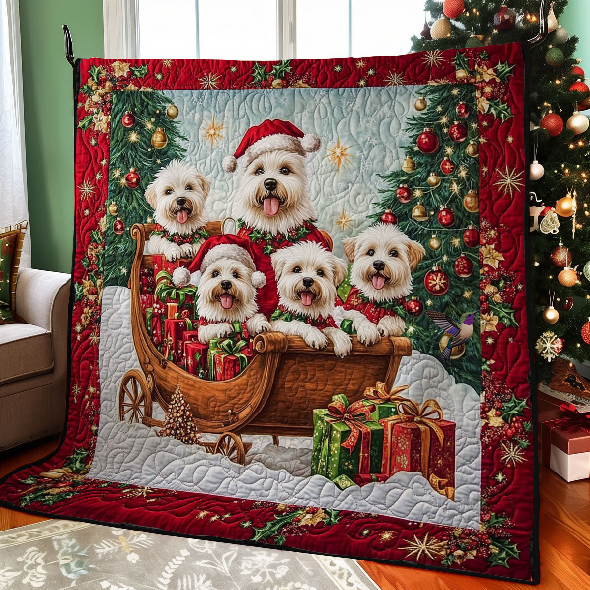 Christmas Shih Tzu Family WY2511010CL Quilt