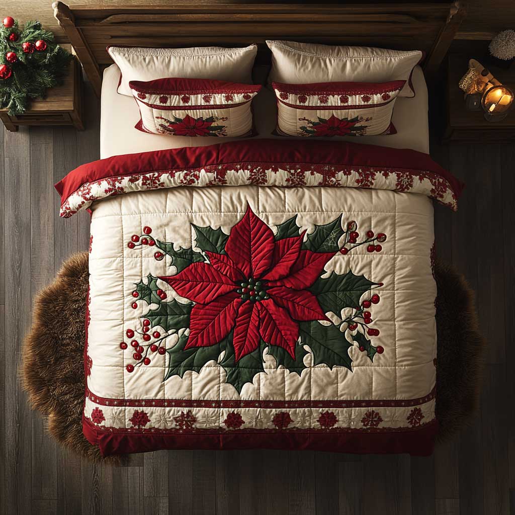 Poinsettia Bloom WN2803037CL Duvet Cover Set