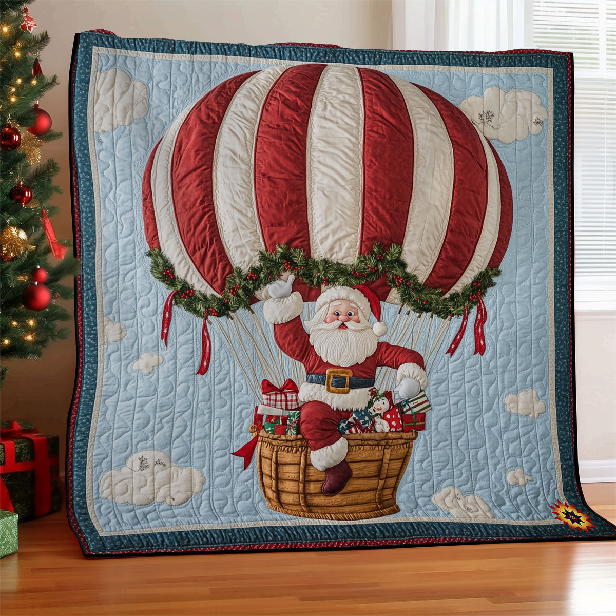 Santa Hot Air Balloon WY0212039CL Quilt