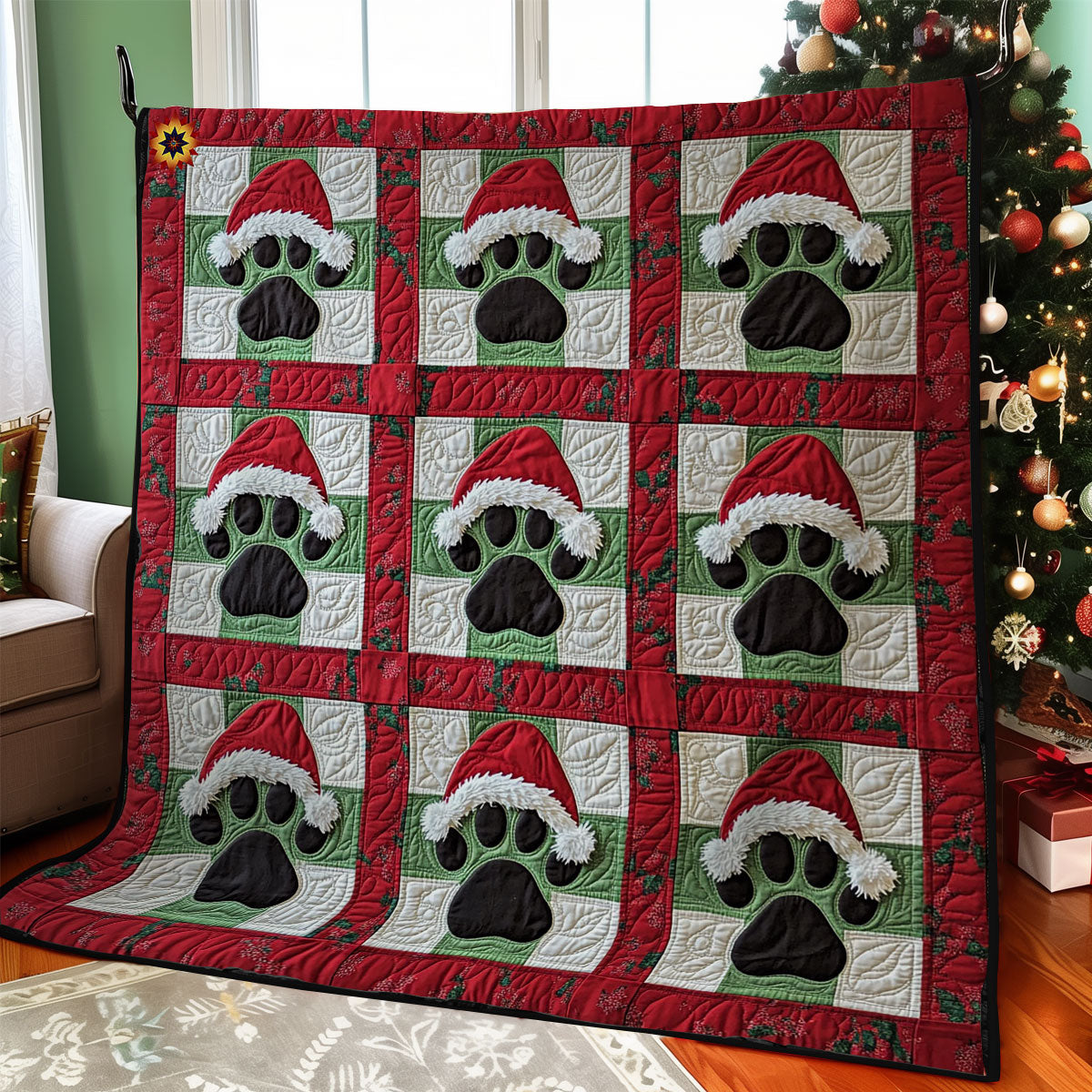 Christmas Dog Paw WY2311012CL Quilt