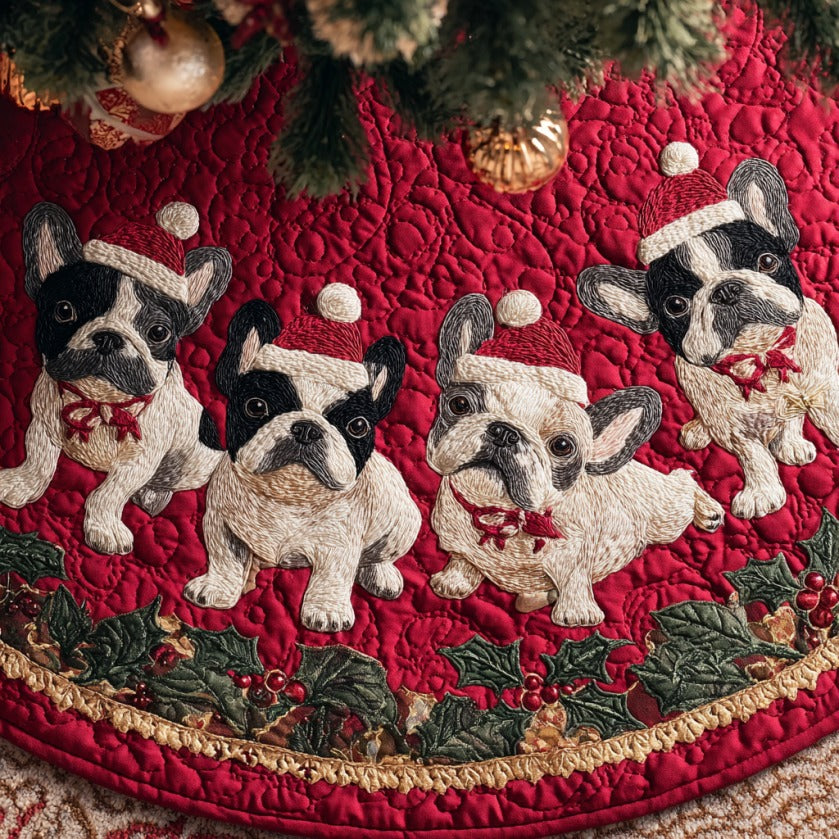 Cute French Bulldogs XR1010011CL Quilted Christmas Tree Skirt