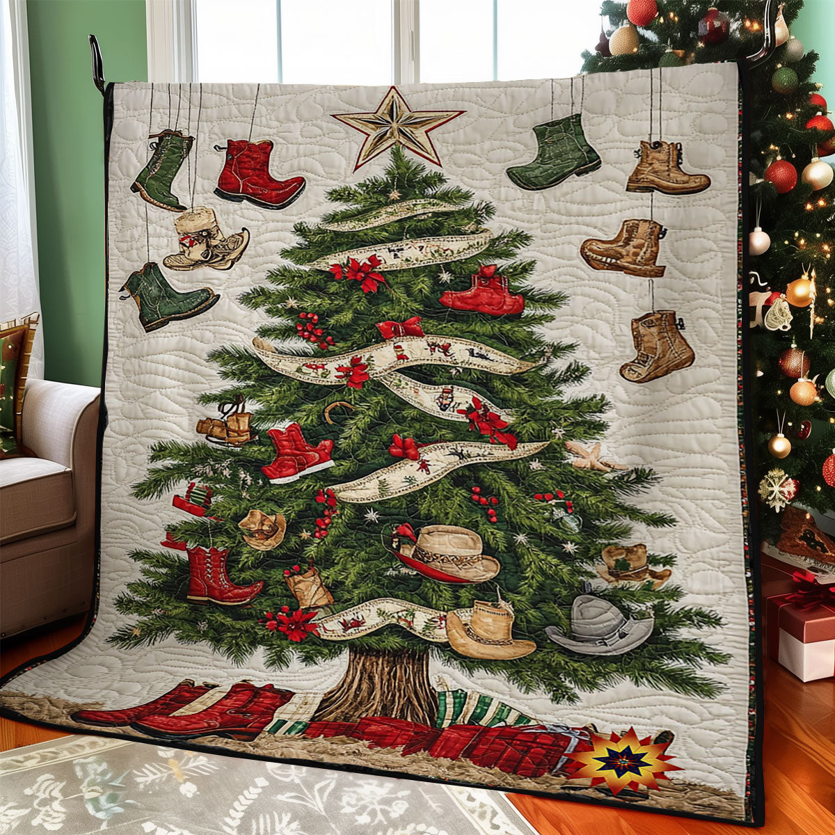 Cowboy Christmas Tree WY2711043CL Quilt