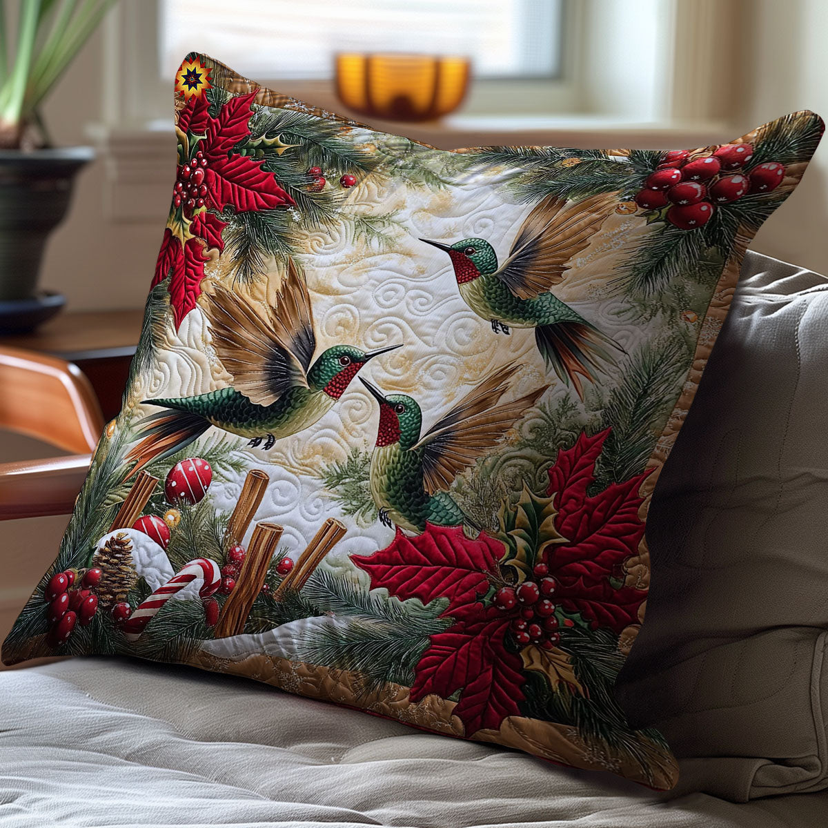 Christmas Hummingbird Family WY0612079CL Quilt Pillow Case