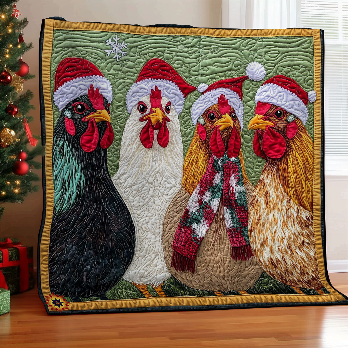 Santa Chicken WY2911008CL Quilt