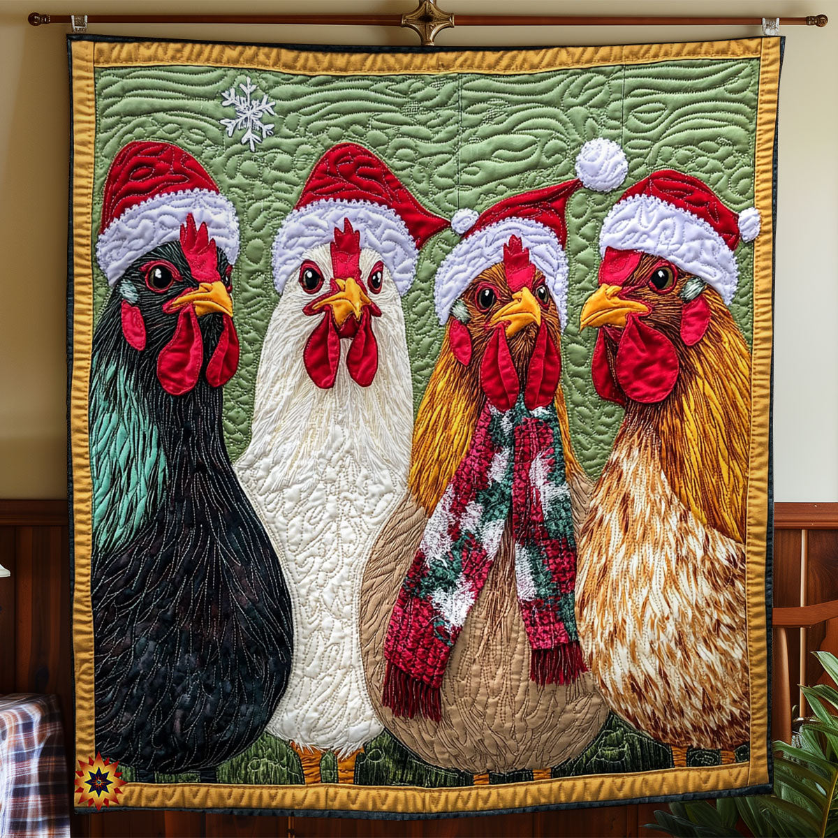 Santa Chicken WY2911008CL Quilt