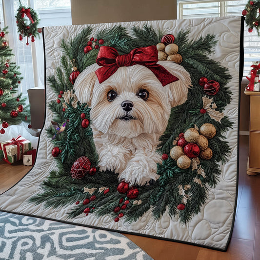 Christmas White Shih Tzu WY1911094CL Quilt