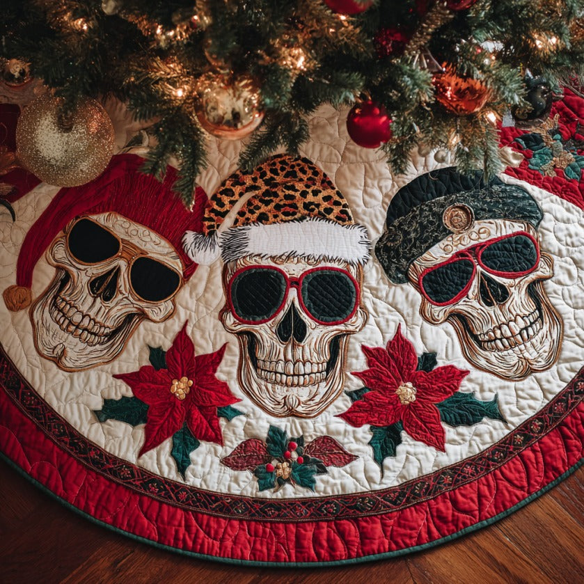Skull In Christmas XR1010002CL Quilted Christmas Tree Skirt