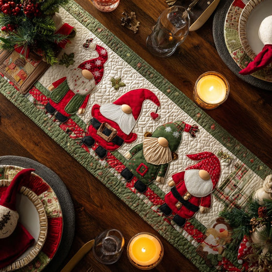 Christmas Gnomes XR0910043CL Quilted Table Runner