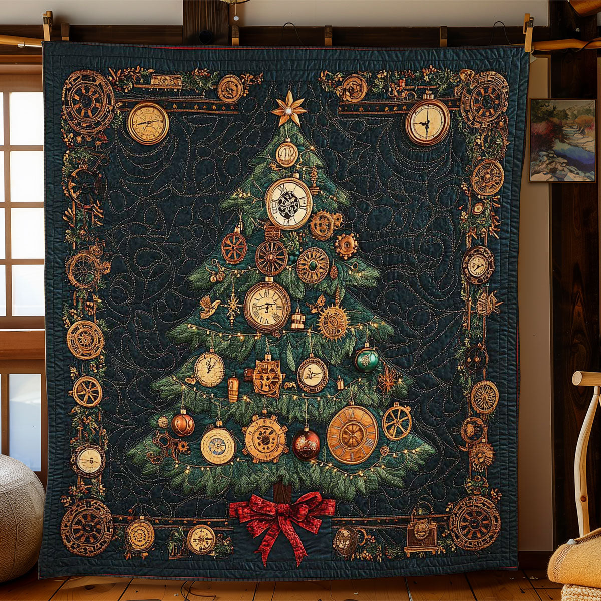 Elegant Ticks Christmas Tree WN1005014CL Quilt