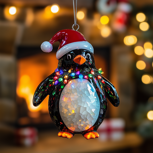 Mosaic Light Up Penguin LT1610011CL Christmas Ornament