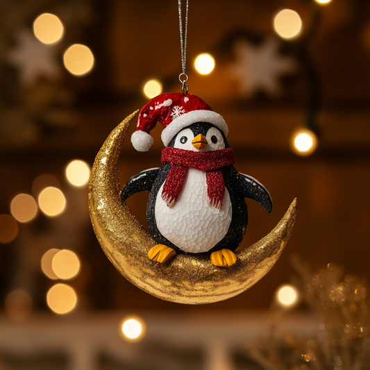 Penguin on the Moon LT1610016CL Christmas Ornament
