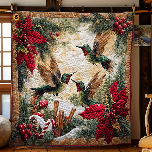 Christmas Hummingbird Family WY0612039CL Quilt