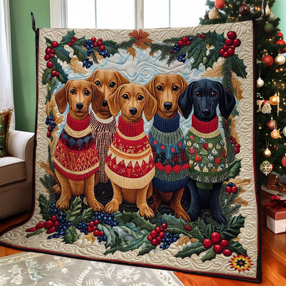 Christmas Dachshund Family WY0712011CL Quilt