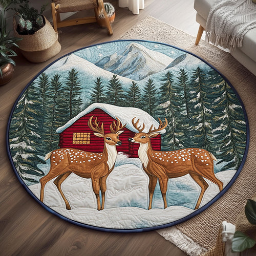 Christmas Deer WJ0108045CL Quilted Round Mat