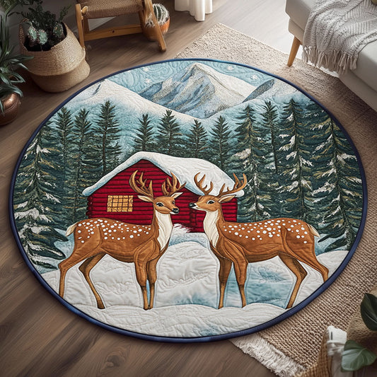 Christmas Deer WJ0108045CL Quilted Round Mat