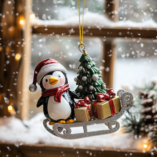 Penguin Sleigh Ride LT1610018CL Christmas Ornament