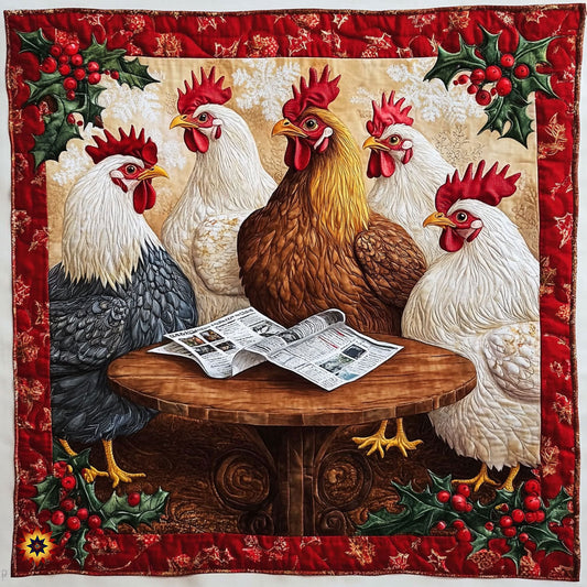 Christmas Chicken Family WY1612030CL Quilt