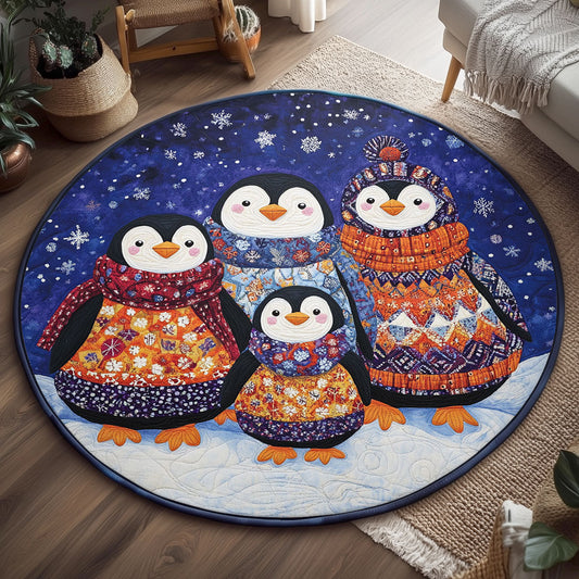Penguin Family WJ1707047CL Quilted Round Mat