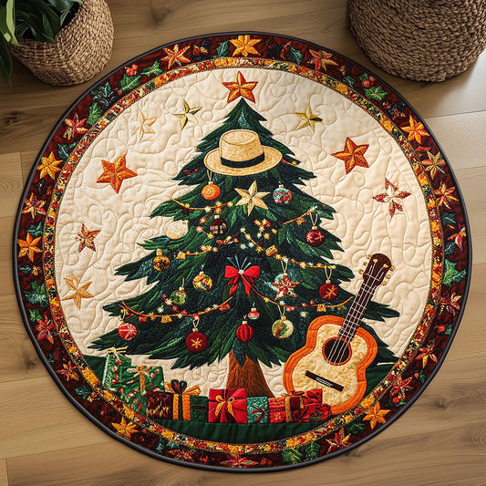 Rustic Christmas Tree WN2608085CL Quilted Round Mat