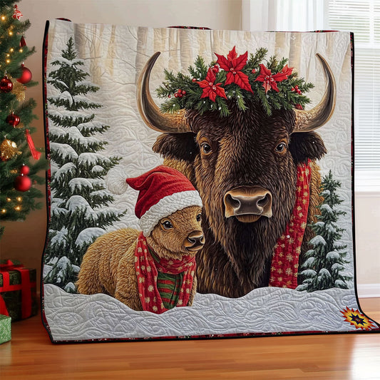 Christmas Bison Family WY2611034CL Quilt