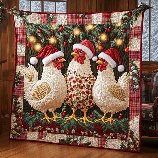 Fuzzy Santa Chicken WN0810026CL Quilt