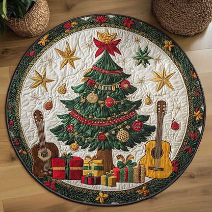 Joyful Christmas Tree WN2608055CL Quilted Round Mat