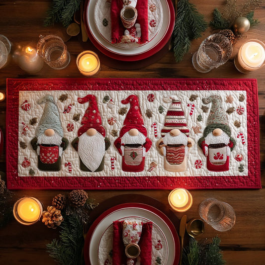 Gnomes Love Hot Chocolate XR0910055CL Quilted Table Runner