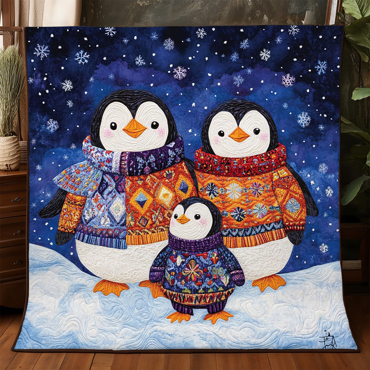 Penguin Family WJ0505002CL Quilt