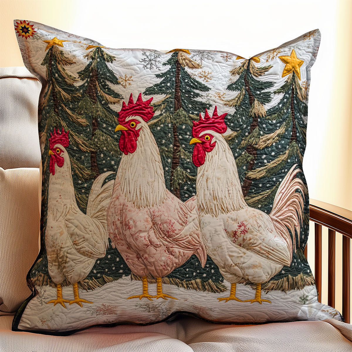 Christmas Snow Chicken WY0912095CL Quilt Pillow Case