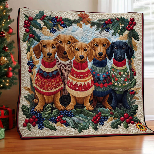 Christmas Dachshund Family WY0712011CL Quilt