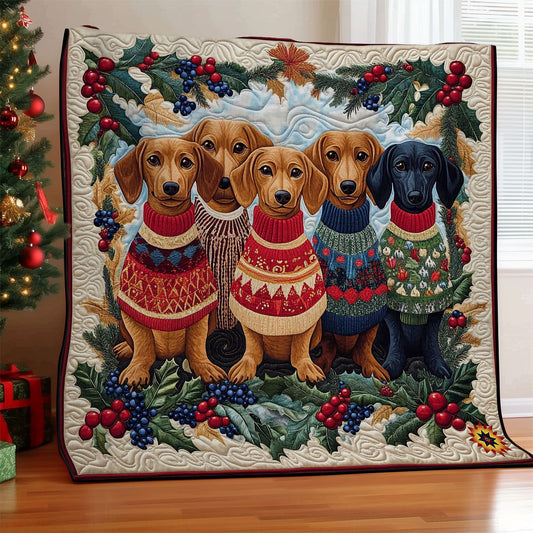 Christmas Dachshund Family WY0712011CL Quilt