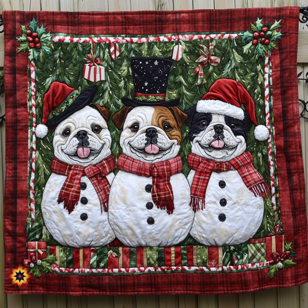 Snowman Bulldog WU0412008CL Quilt