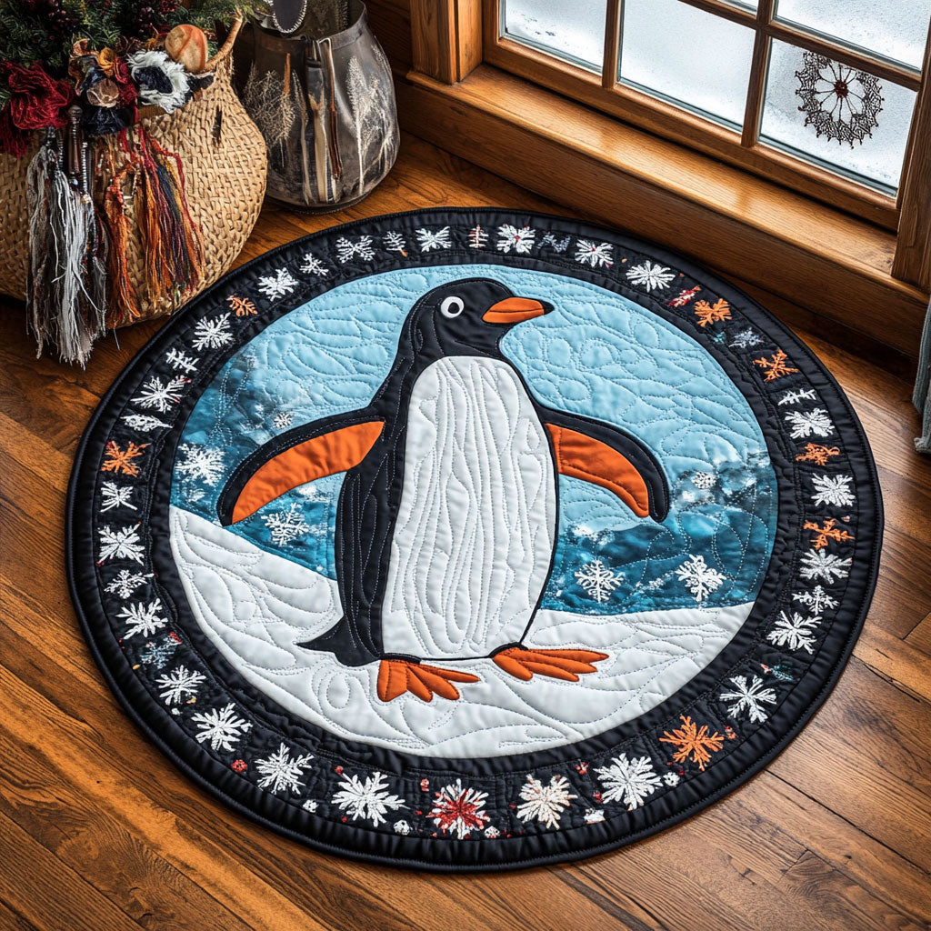 Penguin Peek WJ2407047CL Quilted Round Mat