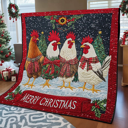 Christmas Chicken Family WY2511016CL Quilt