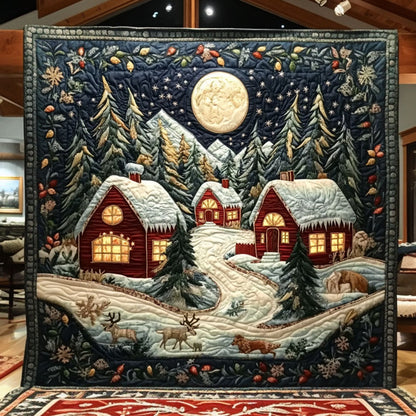 Silent Snow Forest Cabin WN0110050CL Quilt