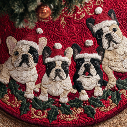Christmas French Bulldogs XR1010012CL Quilted Christmas Tree Skirt