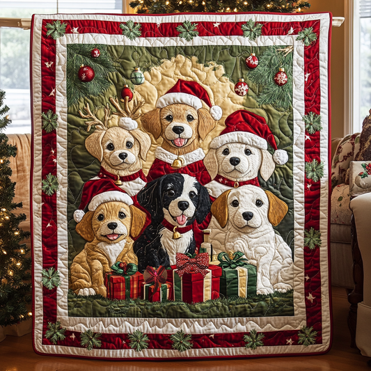 Joyful Puppies Christmas WG2802024CL Quilt