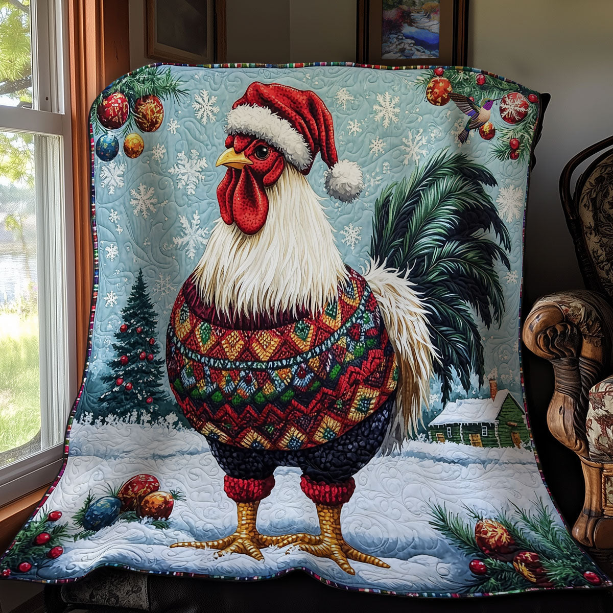 Santa Chicken WY1411023CL Quilt