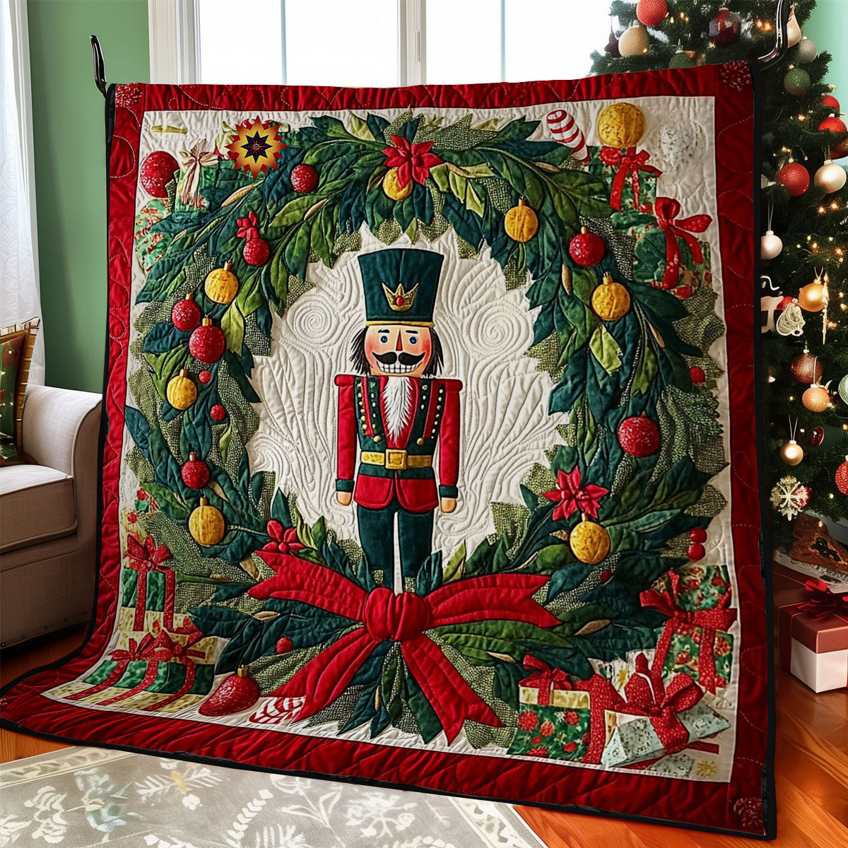 Christmas Wreath Nutcracker WY2711040CL Quilt
