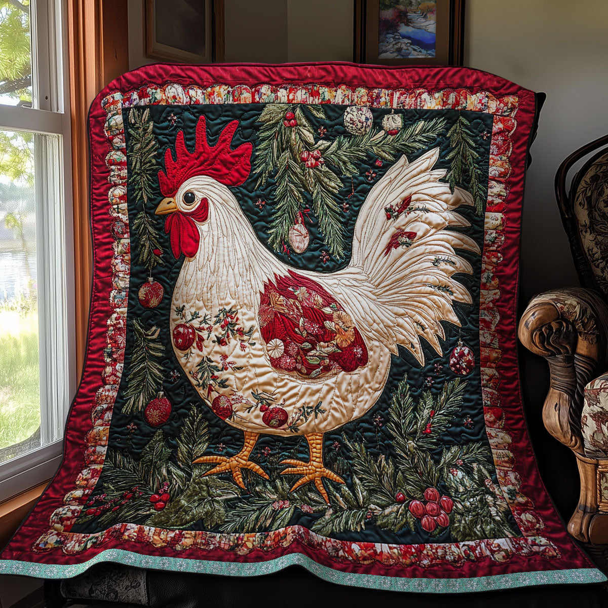 Chicken Christmas WX2511009CL Quilt