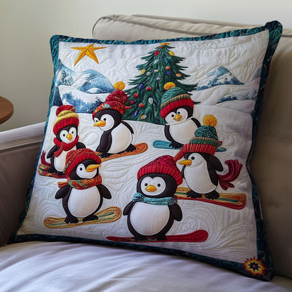 Snowboard Penguin WY0412113CL Quilt Pillow Case
