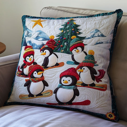 Snowboard Penguin WY0412113CL Quilt Pillow Case