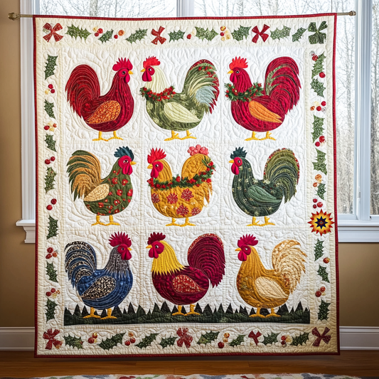 Playful Chicken Christmas WG0403006CL Quilt