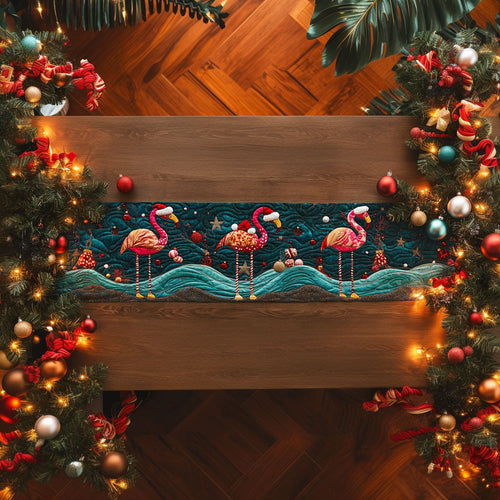 Flamingo Candy Cane WN1107014CL Quilted Table Runner