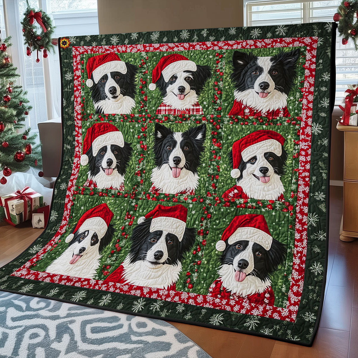 Santa Border Collie WY2311013CL  Quilt