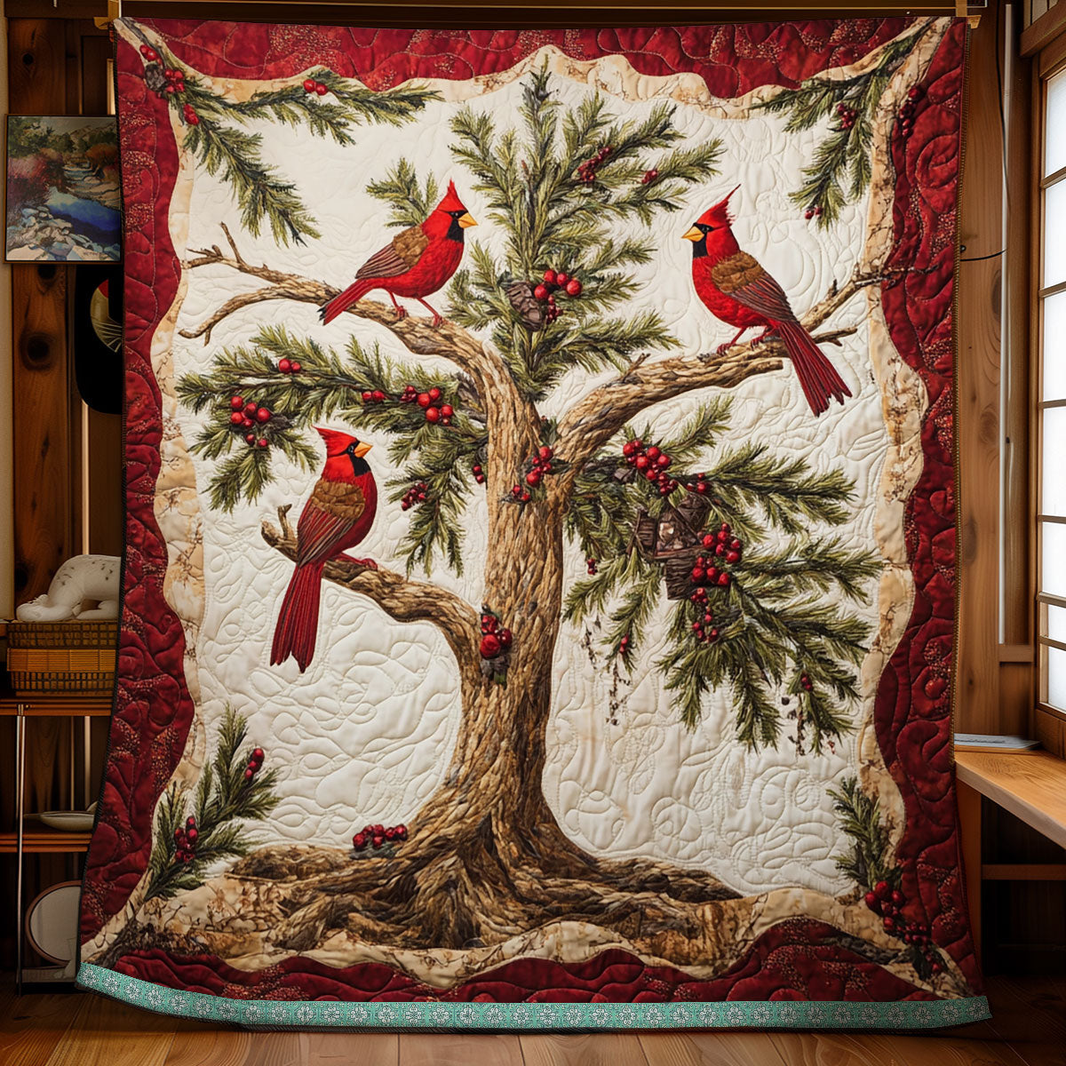 Cardinal Holly Tree WX2511006CL Quilt