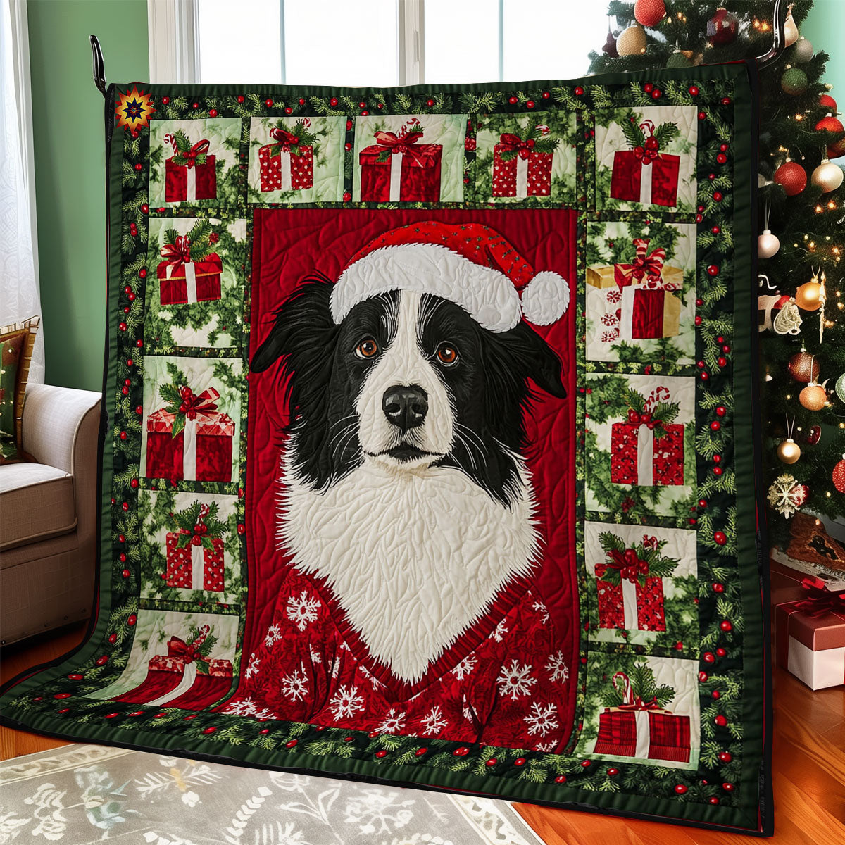 Christmas Border Collie WY2311011CL Quilt
