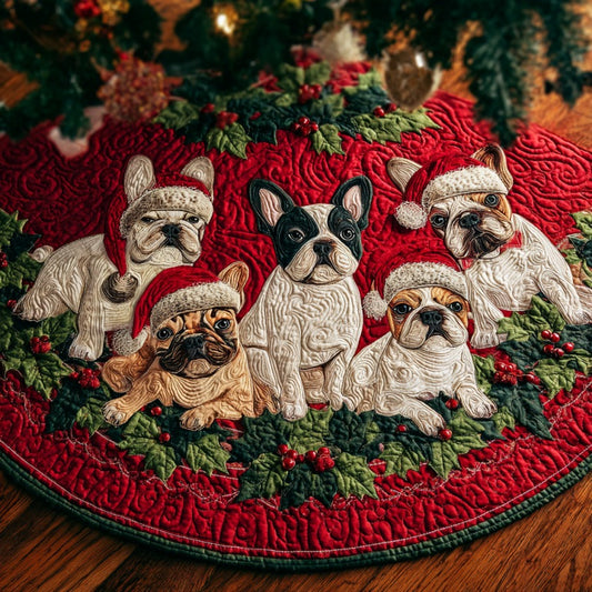 Christmas French Bulldogs XR1010017CL Quilted Christmas Tree Skirt