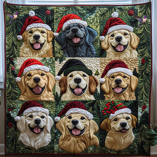 Smiling Golden Retrievers Christmas XR0312007CL Quilt